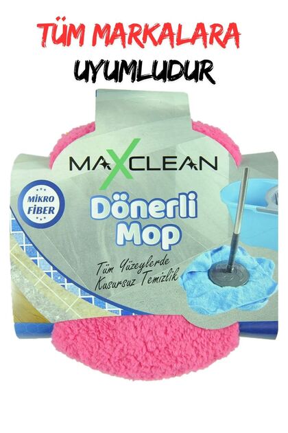 Dönerli Mop Welsoft Yedek Başlık Pembe 35x35 Yedek 360 Döner Başlıklı Havlu Paspas Ucu