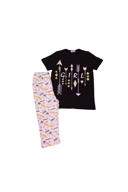 Girl's Print Short Sleeve Capri Pants Pajamas Set 4309