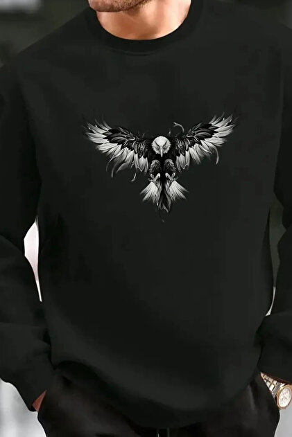 Eagle Printed Unisex Cycling Neck Sweatshirt