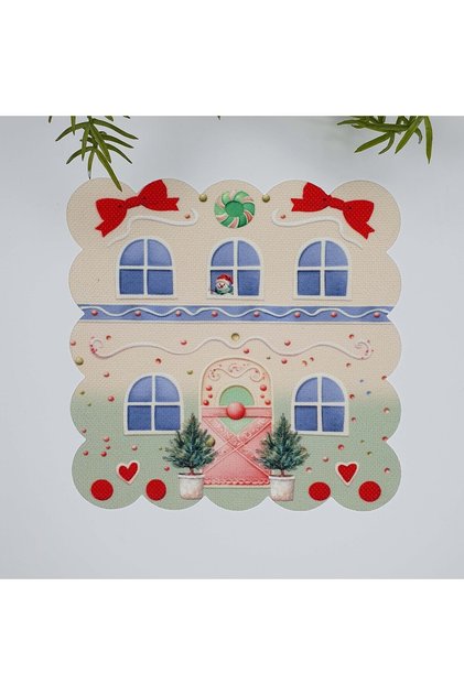 Green Candy House Watercolor Χριστουγεννιάτικο Σετ Χαρτοπετσέτες Κοκτέιλ από Ύφασμα Κομμένο με Λέιζερ 1 Τεμάχιο