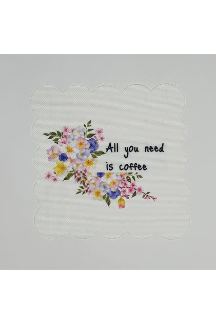 Floral and Slogan Digital Printed Fabric Cocktail Napkin Laser Cut
