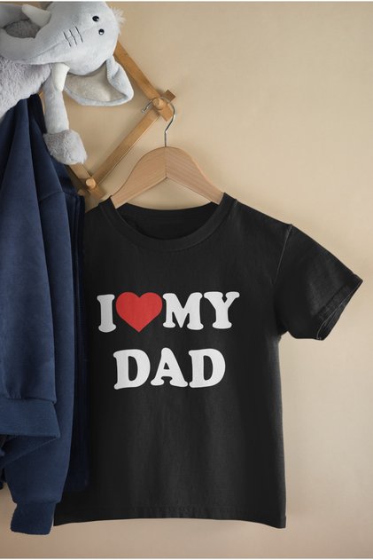 I Love My Dad Printed Cycling Neck Cotton Short Sleeve Children's Tshirt