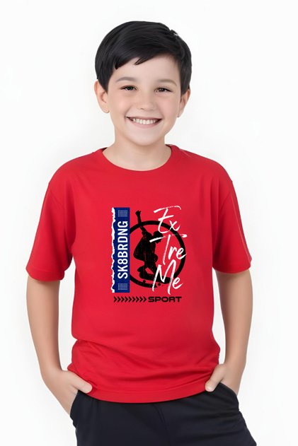 Sk Sport Printed Boy's Short Sleeve Round Neck T-Shirt