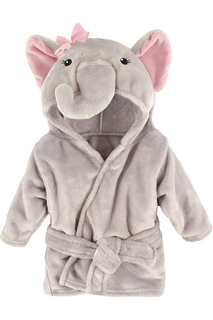 Elephant Patterned 100% Cotton Newborn Baby Bathrobe 0-9 Months, Girl Baby Shower Gifts