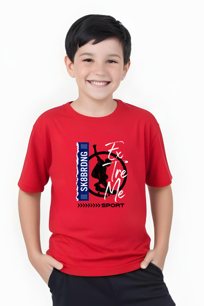 Extreme Sk Printed Boy's Short Sleeve Round Neck T-Shirt