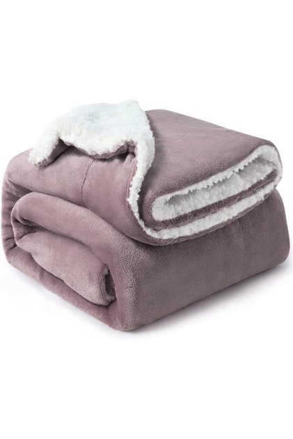 Silky Sherpa Blanket Single Size 160x220cm Reversible Throw Blanket Lilac