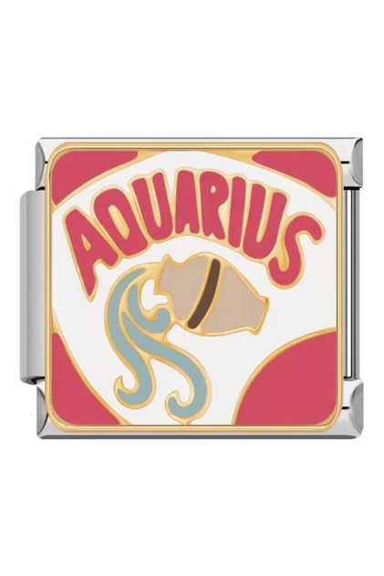 Aquarius Steel Italian Charm Bracelet Charm