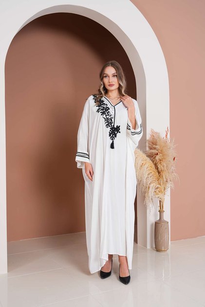 Women's Wide Cut Embroidered Viscose Evening Dress