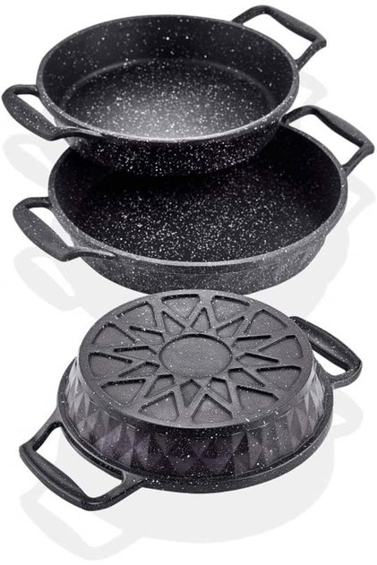 Döküm 3lü Sahan Set Siyah Kutulu 18-20-22 Cm