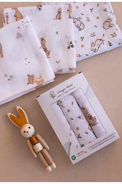 Multi-Purpose Muslin Cover & Blanket 3-Piece Set 100% Cotton Oeko-Tex Certified 80x80 cm