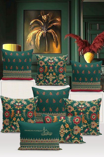 Ramadan Series Double-Sided Digital Printed 8-Piece Throw Pillow Cover Set (Ramadan Cushion Cover Set)