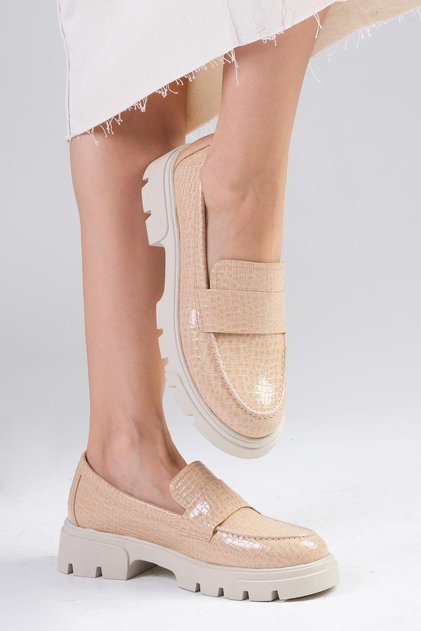 Andrea Skin Color Thick Soled Women's Loafer Shoes