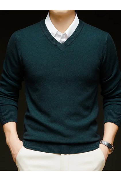 Textured V-Neck Comfortable Fit Men's Sweater