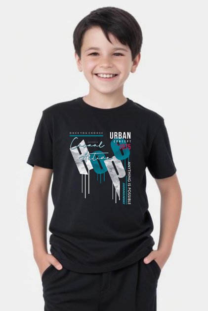 Casual Active Printed Boy's Round Neck Short Sleeve T-Shirt