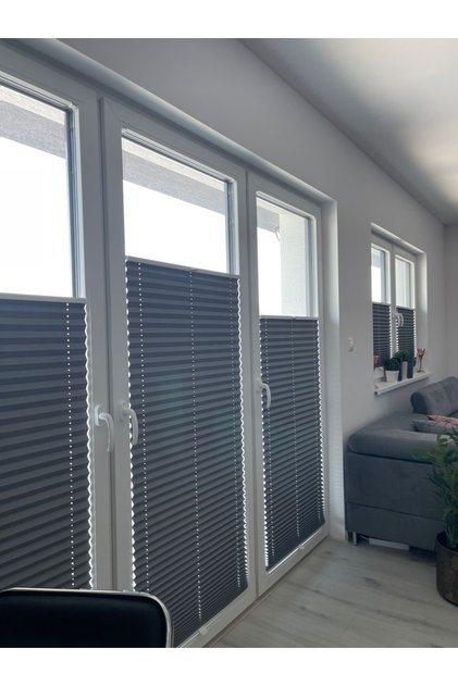 Foldable Glass Balcony Curtain Home-Office Curtain Pi̇mapen Curtain (Anthracite Gray Color)