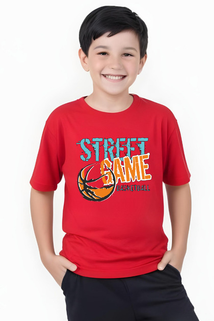 Street Printed Boys Round Neck Short Sleeve T-Shirt