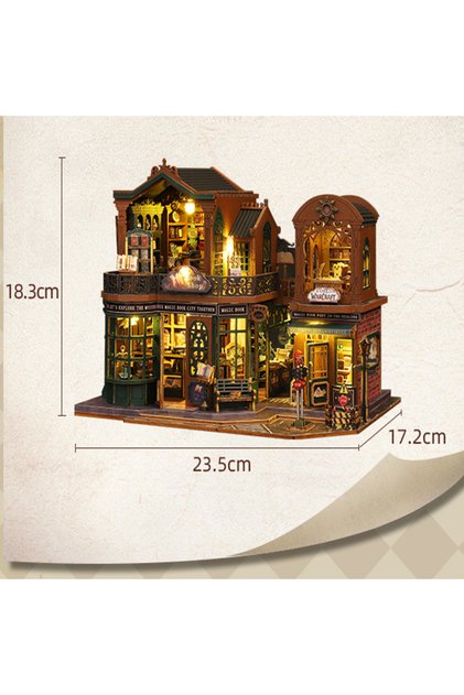 ES017A 2014 DIY Big Doll House Wooden Miniature Furniture Twilight Bookstore Dollhouse Handmade home