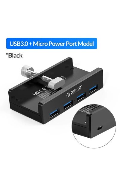 USB 3.0 Power Black MH4PU 5GBPS Data Transmission Hub Aluminum 4 Ports USB 3.0 Clip HUB