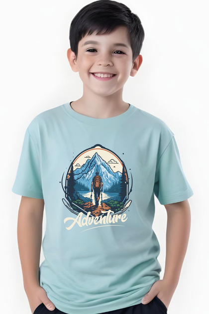 Adventure Printed Boy's Round Neck Short Sleeve T-Shirt
