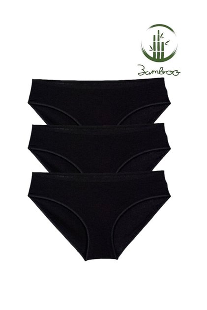 Pachet de 3 chiloți de bikini moale, flexibili, de înaltă calitate, din bambus negru