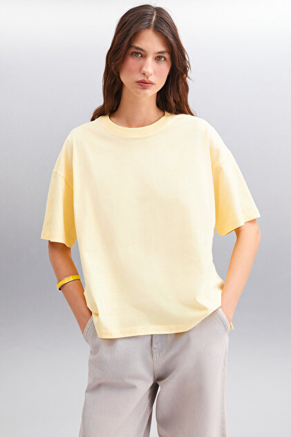GRIMELANGE Odalys Kadın %100 Organik Pamuklu Oversize Fit Bol