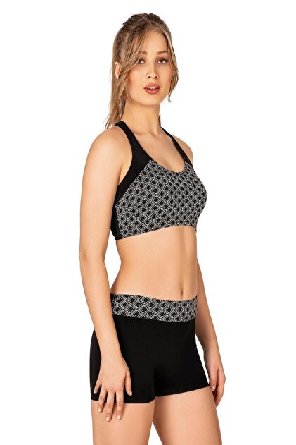 Women's Patterned Bikini Set with Shorts