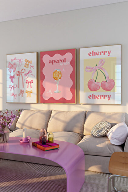 Vinca Prints 3'lü Poster Seti, Estetik Duvar Posteri, Çerçevesiz