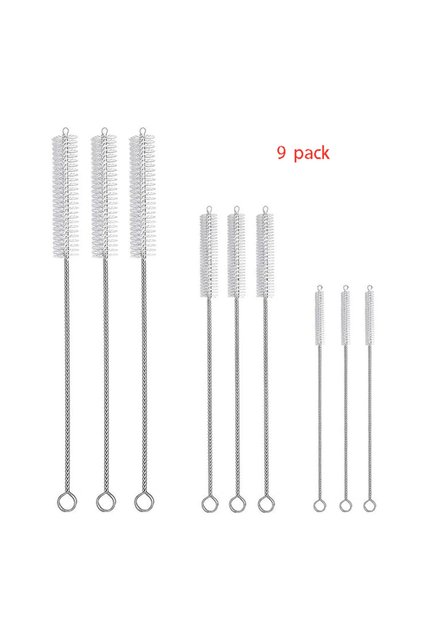 9 pcs Drinking Straw Cleaning Brush Set - 9 Piece Extra Long Pipe Cleaner for Glasses, Straw Cups, B