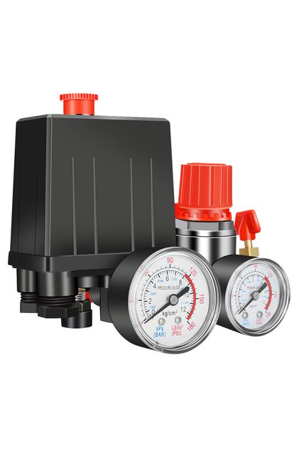 4 Hole 90-120PSI Air Compressor Pressure Switch Valve Control Manifold Regulator Gauges Safety Valve