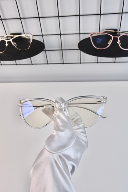 Gold Cat Eye Bone Square Transparent Women's Unisex Blue Light Protection Screen Goggle Glasses