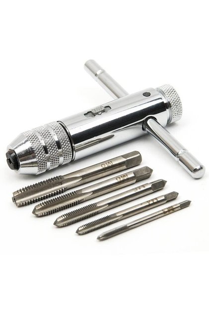 7pcs Short Adjustable T-Handle Ratchet Tap Holder Wrench, Machine Screw Thread Metric , Bothway Hand