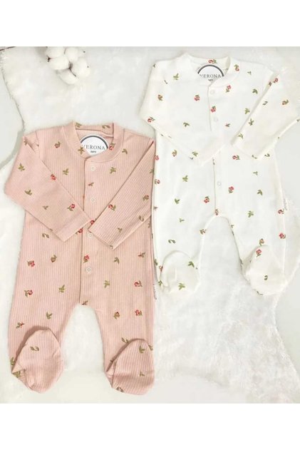 Baby Girl Floral Patterned 2-Piece Jumpsuit Set Newborn 2 Pieces