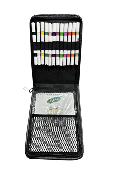 hobi market art 12 Li Çift Uçlu Fırça Ve Kalın Uçlu Akrilik Marker