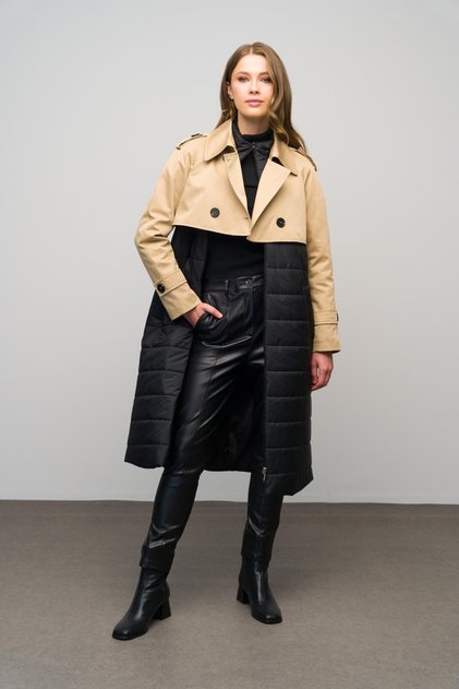 Quilted Combination Water-Repellent Trench Coat Kamel 6619