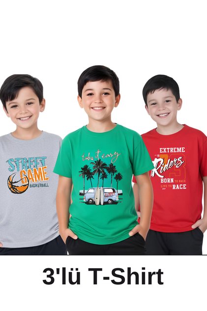 3-Piece Take It-Street-Riders Printed Boys' Short Sleeve T-Shirt