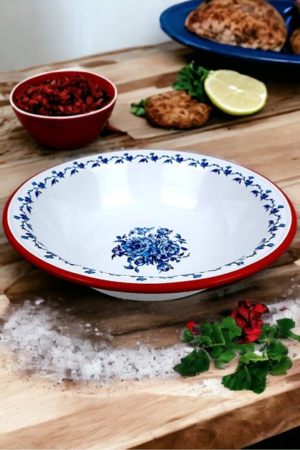 36 cm 4.5 Liter Enamel Basin for Whipping and Mixing, Dough Basin. Meyvelik. Dowry. Big Bowl