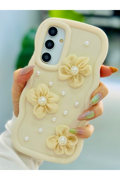 Galaxy A15 Uyumlu Tül Çiçek Tasarımlı Oyuncaklı Silikon Kılıf