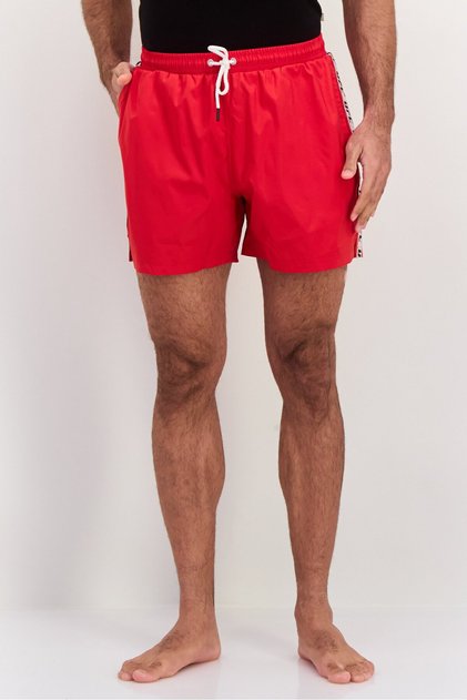 Men Brand Logo Board Shorts, Red