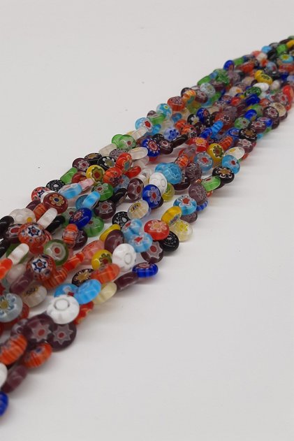 Patterned Colorful Flat Glass Evil Eye Bead