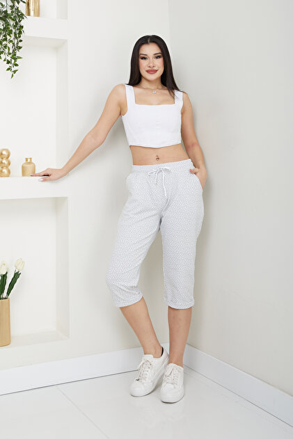 Women's Patterned Combed Cotton Capri