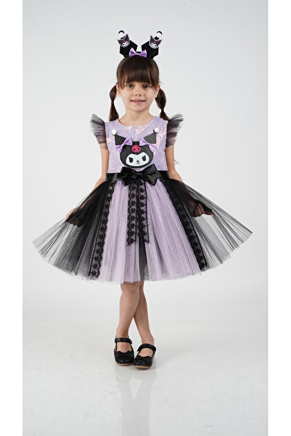 Delfini kids Kuromi Taçlı Doğum Günü kostümü Parti Abiye Elbise