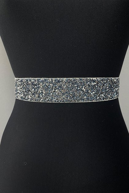 Navy Blue Frequently Shiny Beaded Stone Evening Dress Waist Belt