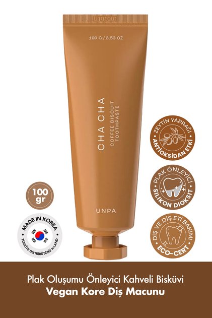 Unpa Cha Cha Coffee Biscuit - Anti Plaque, Coffee, Vegan Korean Toothpaste