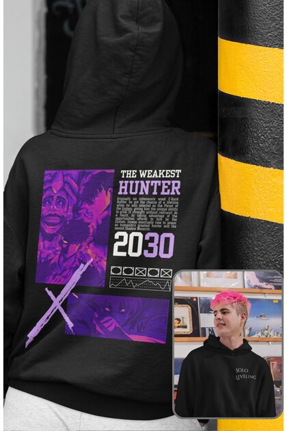 Oversize Sl 2030 Back Printed Hooded Sweatshirt, Unisex Solo Leveling Anime Themed Hoodie