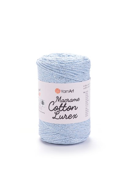 Macrame Cotton Lurex - Glitter Macrame Hand Knitted Light Blue-729
