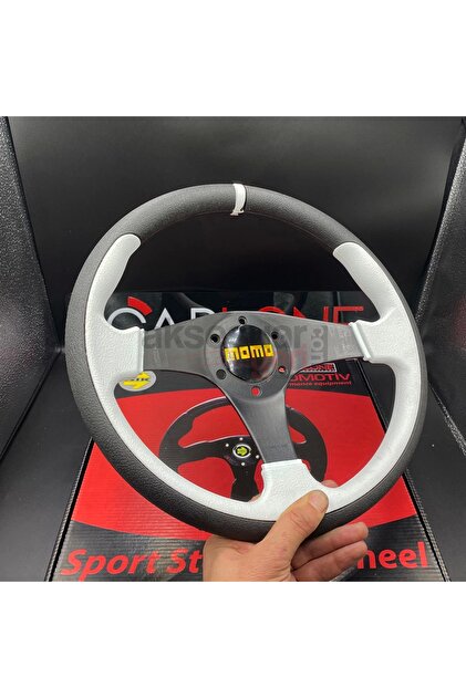 carlone Momo Spor Direksiyon 32cm Beyaz Detaylı- Yarış Spor