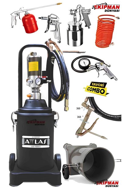 Attlas 12 Litre Havalı Gres Pompa ve Havalı Alet Seti Süper Set Süper Kalite