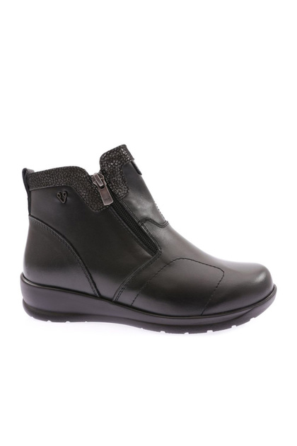 Women's Black Bone Protrusion Special Genuine Leather Boots 55054