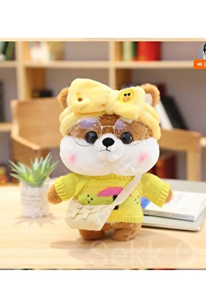 EYNİS Hediyelik Lalafanfan Köpek Gözlüklü Çantalı Sevimli Oyuncak