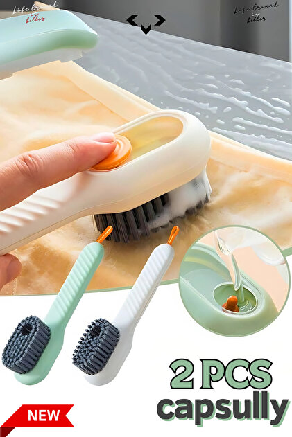 2 Pcs New Capsully Multi-Purpose Cleaning Dish Brush with Detergent Chamber Dish Brush